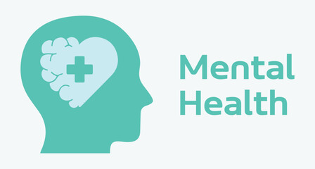 Mental Health, World Day, Medicine. Heart, Brain. Emotions, Well-being, Health, Feelings, Mind, Psyche, Psychology, Therapy. Set, Icon, Symbol, Vector
