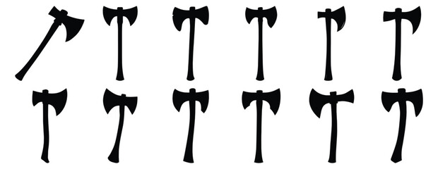 Axe silhouette set vector design big pack of tool illustration and icon