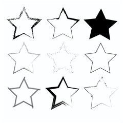 Collection of black stars on a white sheet
