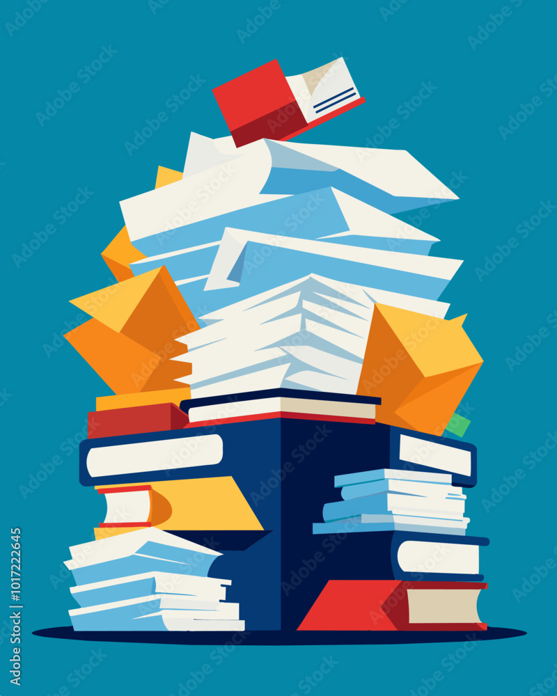 Aufkleber a massive pile of paperwork showcasing the dedication and effort put into applying for a job.. vecto