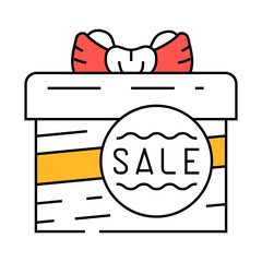 sale gift box line icon vector. sale gift box sign. isolated symbol illustration