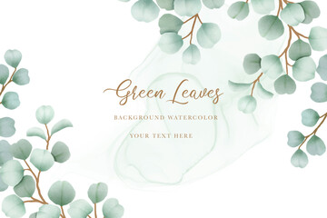 Watercolor eucalyptus leaf frame background