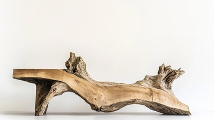 Fototapeta premium Rustic Wood Bench: Natural Design and Craftsmanship