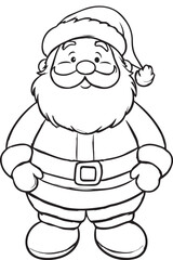 A santa clause line art coloring page illustration