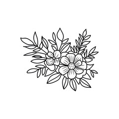 Hand-drawn outline Flowers bouquet , Flowers elements, Outline  icon and Logo Style.