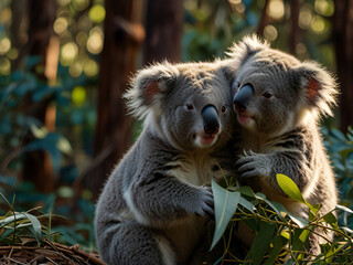 Koala eating eucalyptus leaves