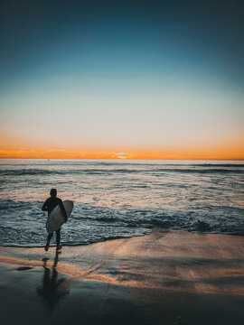 Surfer on a Southern California Beach