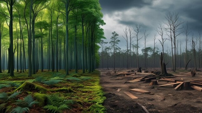 paisagem da floresta com diferente clima
