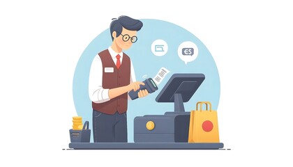 employee scanning items at a checkout counter