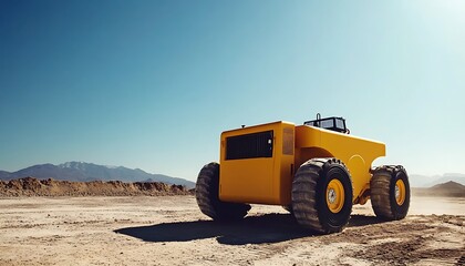 Obraz premium Yellow Construction Vehicle in a Desert Landscape