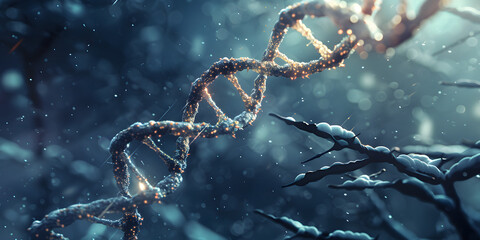 Close-up de uma hélice dupla de DNA