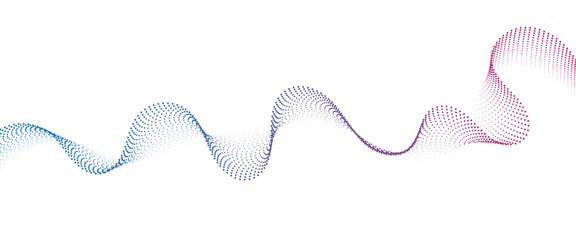 Flowing Dot Wave halftone gradient pattern on transparent background	
