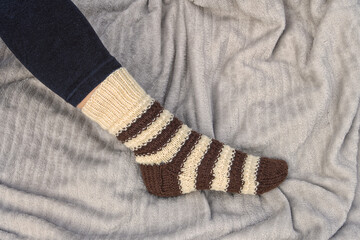 Women's wool sock on foot