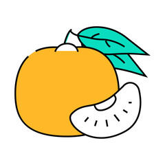 bunch tangerine line icon vector. bunch tangerine sign. isolated symbol illustration