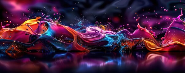 Obraz premium Abstract and creative concepts, fluid shapes, vibrant colors, digital painting, dynamic