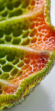 Detalhe em macro de c&eacute;lula vegetal sob microsc&oacute;pio