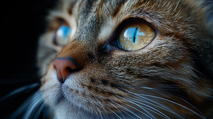 Cat with blue eyes is staring at the camera