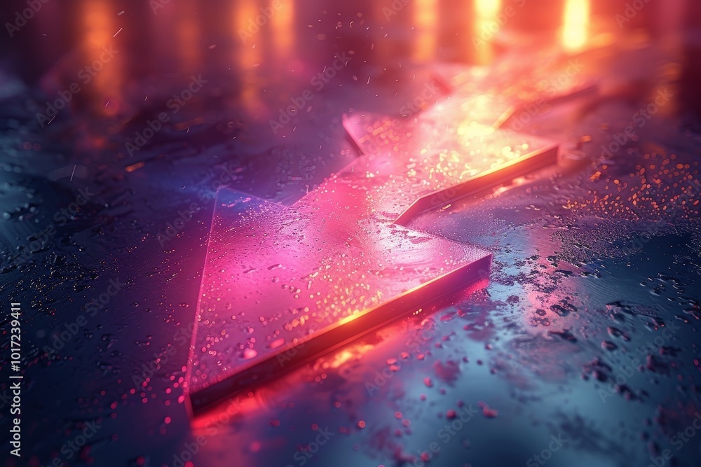 Aufkleber futuristic neon arrows on a modern background with space for text and technological elements
