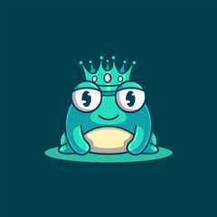 Frog Mascot Cartoon uses a modern style with a green colored vector display