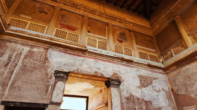 Samnite House (Casa Sannitica), Herculaneum, Ercolano, Naples, Campania, Italy, an ancient Roman city buried by Vesuvius in 79 AD