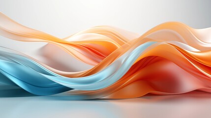 Obraz premium Abstract Background with Soft Blue and Orange Wavy Lines, Harmonious Blend of Colors Creating Tranquil Atmosphere for Graphics, Posters, Web Pages, and Print Media