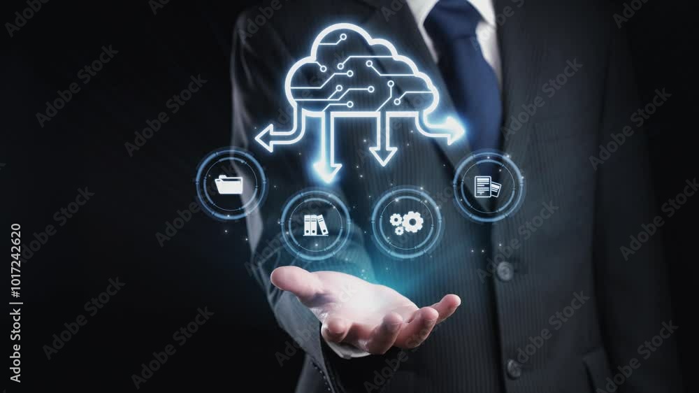 Aufkleber business person discover the future of cloud computing with latest insights and elevate business by 
