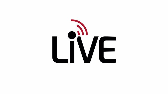 A bold black 'LIVE' logo with a red wifi signal. for a live streaming app or website. while the red wifi signal adds a touch of energy and excitement.