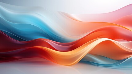 Obraz premium Abstract Background with Soft Blue and Orange Wavy Lines, Harmonious Blend of Colors Creating Tranquil Atmosphere for Graphics, Posters, Web Pages, and Print Media