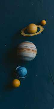 Diagrama do sistema solar com planetas identificados