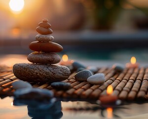 Obraz premium Relaxation and rejuvenation destinations, serene settings, warm tones, photography, inviting, peaceful