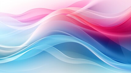 Obraz premium Abstract Background with Soft Blue and Pink Wavy Lines, Harmonious Blend of Colors Creating Tranquil Atmosphere for Graphics, Posters, Web Pages, and Print Media