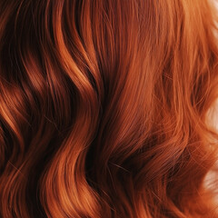 Naklejka premium a close-up, top-down view of natural red hair with loose waves, filling the entire frame