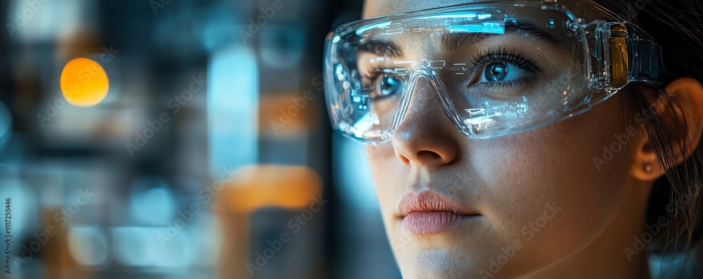 Aufkleber A factory worker examines a holographic projection of machine internals, showcasing predictive maintenance technology for proactive issue detection