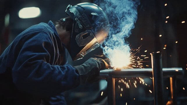 A custom bicycle builder welding the frame of a bespoke bike, highlighting craftsmanship in modern design.