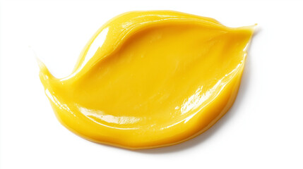 a single, elegant swatch of banana ketchup on a white background, with soft color gradients and a subtle sheen to highlight the texture and glossiness of the ketchup