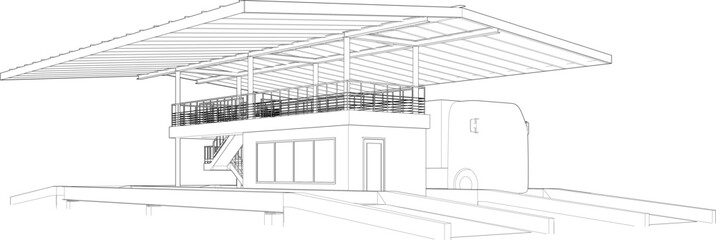 3D illustration of truck weight scale
