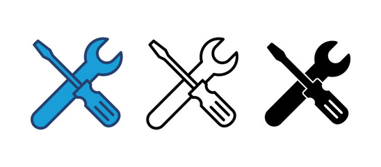 Repair tools icon vector. tool icon vector. setting icon vector. Wrench and screwdriver. support, Service