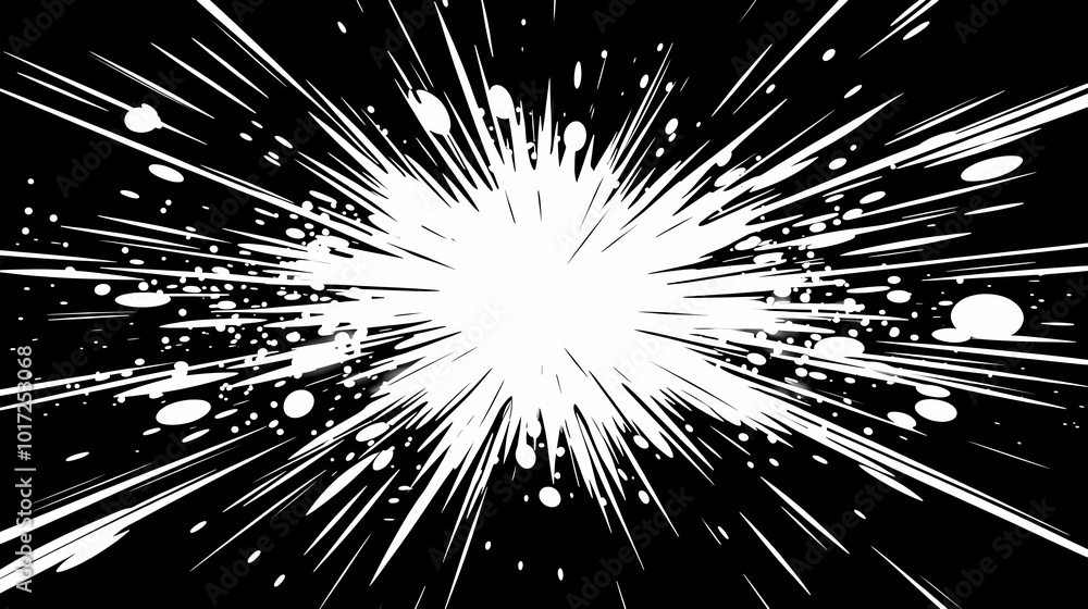 Aufkleber a dynamic explosion graphic with radial lines and splatter effects.