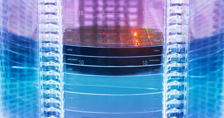 Silicon Wafer Under Cleanroom Fabrication in plastic holder box,integrated circuits to manufacture...