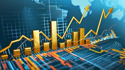 A detailed image of a financial chart displaying upward trends in a market investment analysis