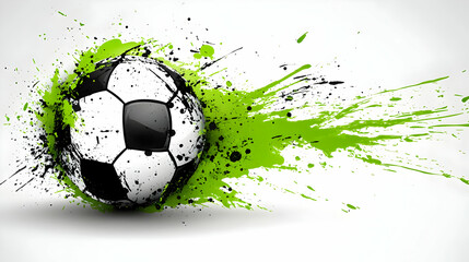 A dynamic soccer ball with paint splashes, symbolizing energy and sport.