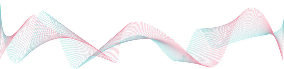 Pink blue turquoise undulate lines, Abstract banner on transparent background, Wave Swirl ribbon isolated vector for card, invitations, twisted curve lines with blend effect 