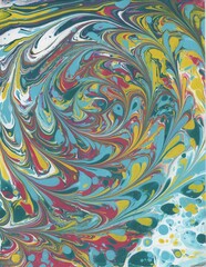 Hand Painted Abstract Marbled Artwork: Treasure Sky