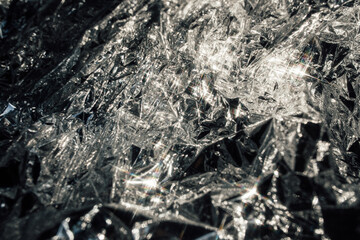 silver metallic crinkled sparkling mylar texture