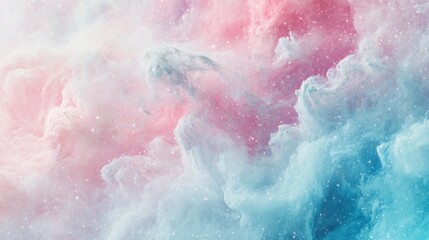 Fototapeta premium A serene view of a nebula in pastel shades, with soft pink and blue gases glowing faintly.