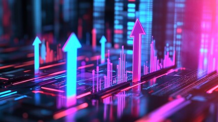 Finance policy implementation with growth arrows in 3D concept.