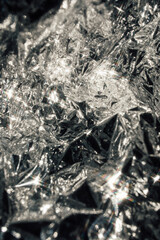 silver metallic crinkled sparkling mylar texture