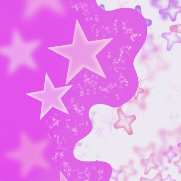 Pink & white square wallpaper background. Bokeh stars, sparkles, twinkles and flares.