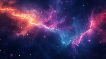 Obraz premium A vast, colorful nebula with swirling tendrils of gas illuminated by distant stars.