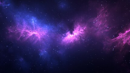 Obraz premium A vast nebula in deep space, with glowing purple and blue gases illuminated by starlight.